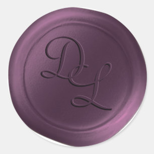 Plum Purple 2 Lettre Monogramme Stickers cire
