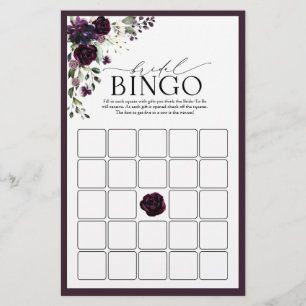 Plum Purple Aquarelle Bride Jeu de Bingo