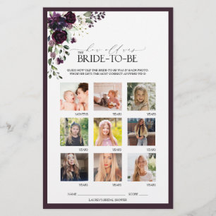 Plum Purple Aquarelle Florale Fête des mariées Jeu