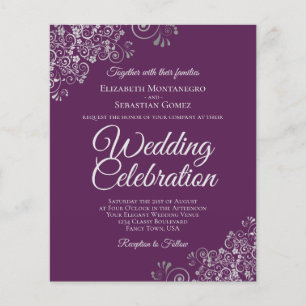 Plum Purple & Argent Faire-part de mariage BUDGET