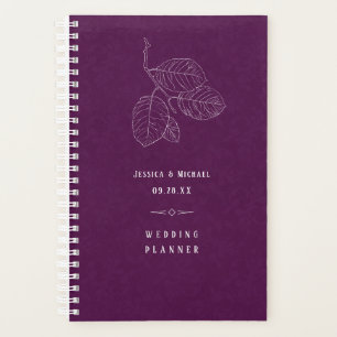 Plum Purple Feuilles Delicate Outline Mariage élég