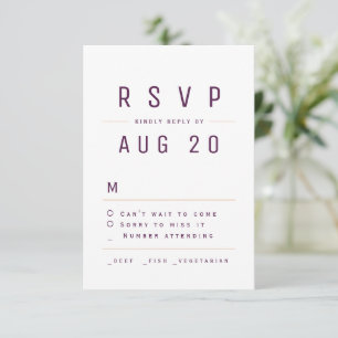 Plum Purple Moderne Chic Simple Typographie RSVP