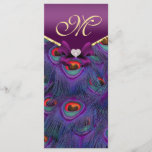 Plum Purple Peacock Programme de mariage Rack Card<br><div class="desc"></div>