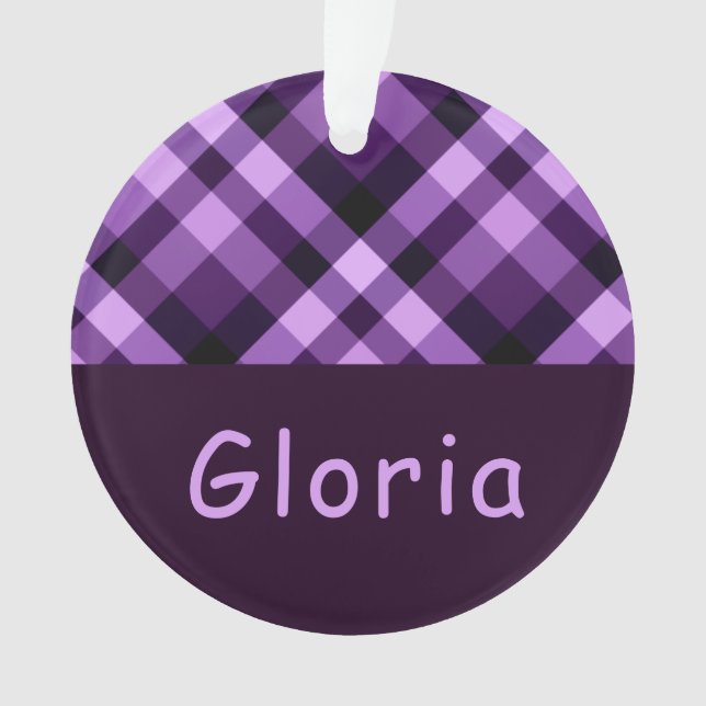 Plum Purple Plaid Monogramme Cercle Acrylique Orne (devant)