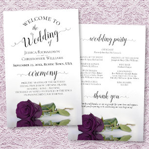 Plum Purple Rose Élégant programme de mariage BUDG