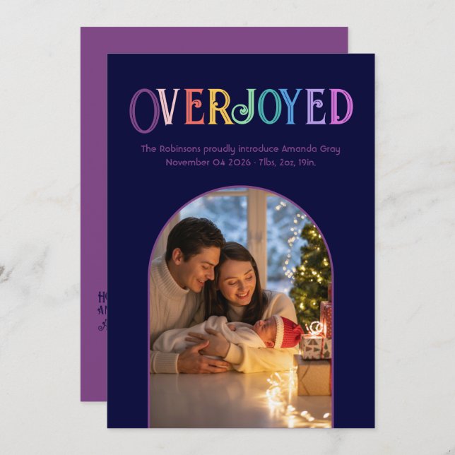 Plum Radiance Xmas Baby Faire-part de naissance Ph (Devant / Derrière)