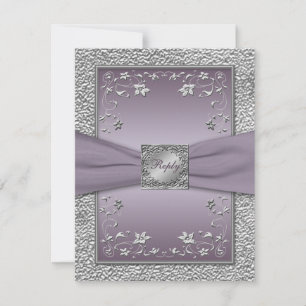 Plum RIBBON IMPRIMÉ, carte RSVP florale en eau dou