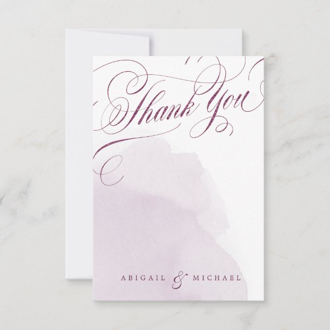 Plum romantique mariage calligraphie merci (Devant)