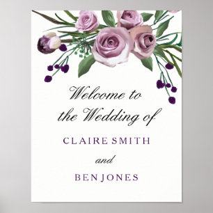 Plum romantique Violet Rose Floral Mariage Poster