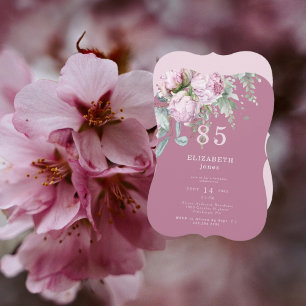 Plum rose Floral 85E Invitation de fête d'annivers