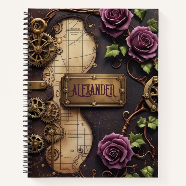 Plum Rose Industrial Steampunk Journal (Devant)