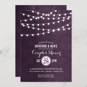 Plum String Lights Couples Douche Invitation