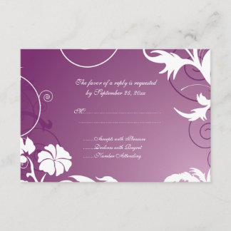 Plum violet blanc floral tourbillons mariage carte