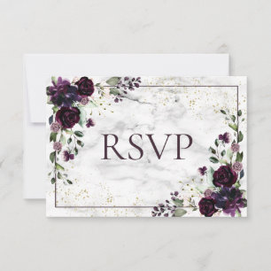 Plum violet Mariage de automne en marbre or RSVP