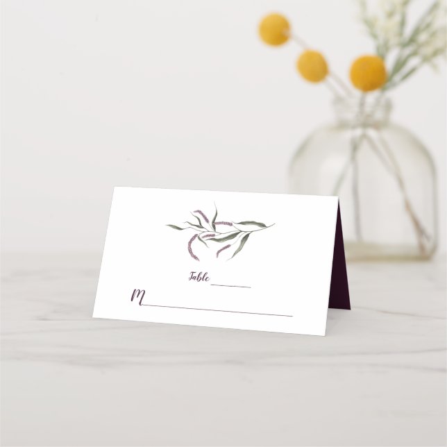 Plum violet Peonies Verdure Cartes de lieu (Devant)