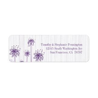 Plum violet rayures florales mariage étiquette de