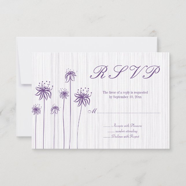 Plum violet rayures florales mariage rsvp réponse (Devant)