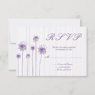Plum violet rayures florales mariage rsvp réponse