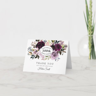 Plum violet rose floral 100e anniversaire Merci