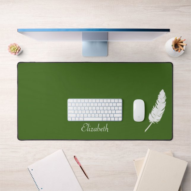 Plume blanche cygne et calligraphie script sur fon (Bureau 1)