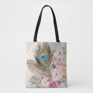 Plume chic tribale de paon de Boho et sac