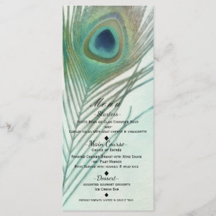 Plume de paon bohème chic aquarelle Menu personnal