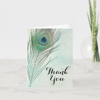 Plume de Paon Bohème Chic Aquarelle Merci