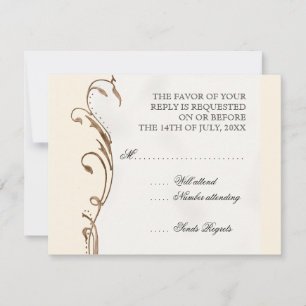 Plume de paon en volutes - Faire-part de mariage