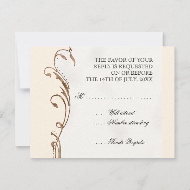 Plume de paon en volutes - Invitation de mariage (Devant)