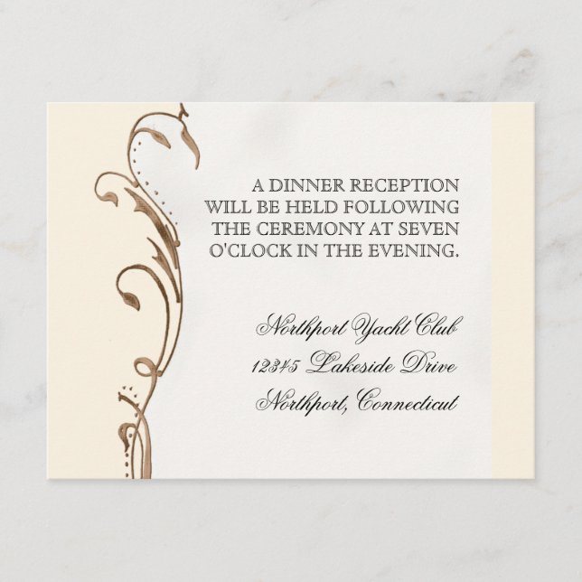 Plume de paon en volutes - Invitation de mariage (Devant)