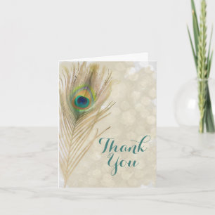 Plume de paon exotique dorée Glam élégante Merci