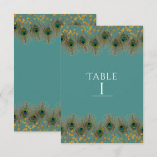 Plume de paon & or NUMÉRO DE TABLE TOUTE COULEUR