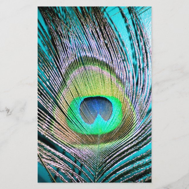 Plume de paon sur Turquoise (Devant)