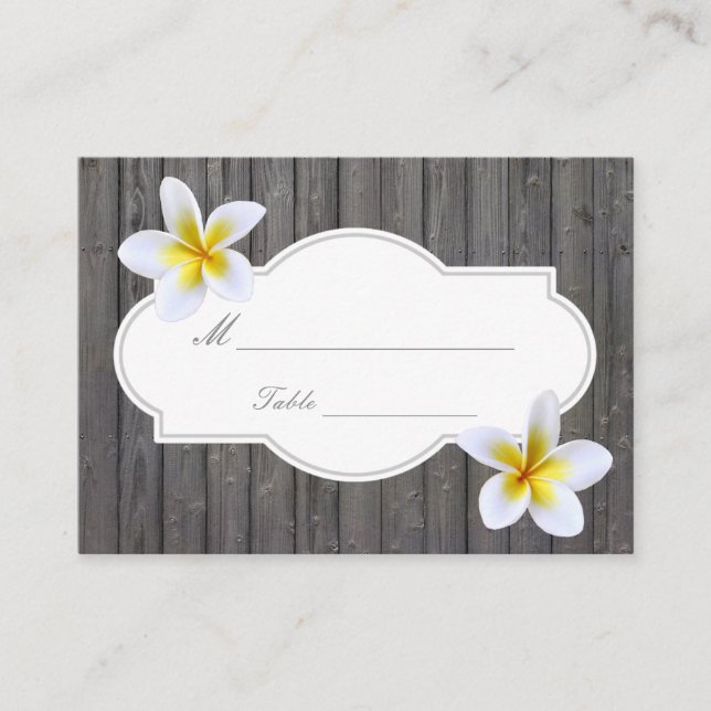 Plumeria Classy Flowers Plage Mariage Carte Lieu (Devant)
