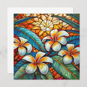 Plumeria en verre tendu sur orange