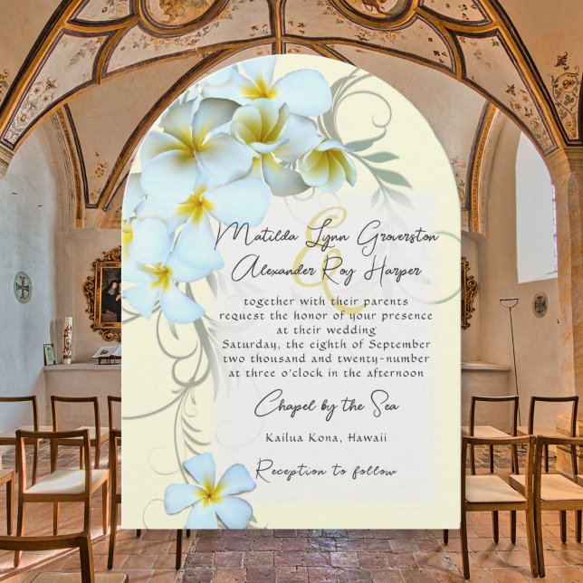 Plumeria Flourish Custom Wedding Invitation (Créateur téléchargé)