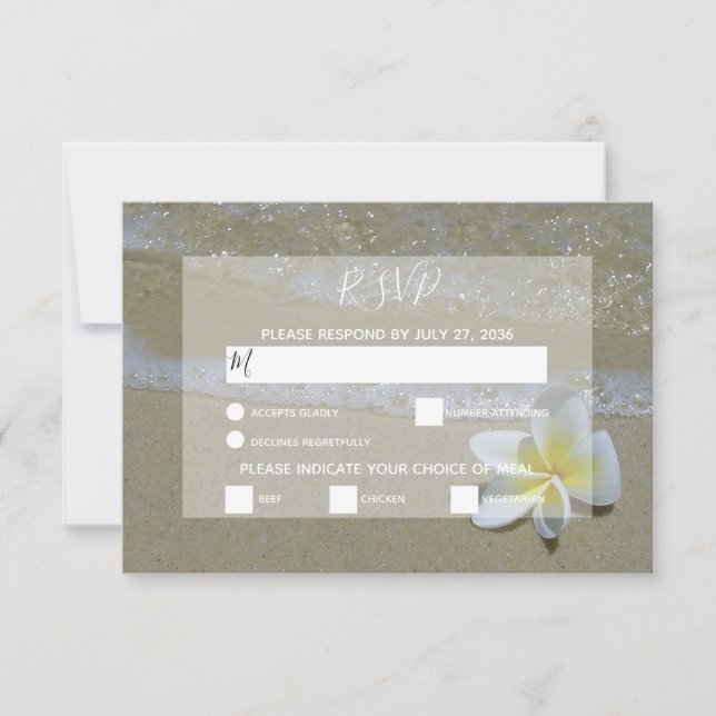 Plumeria Frangipani sur les cartes RSVP de mariage (Devant)