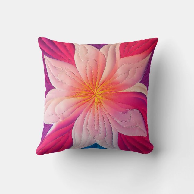 Plumeria Hawaiian Quilted Appliqué Coussin 18 pouc (Verso)