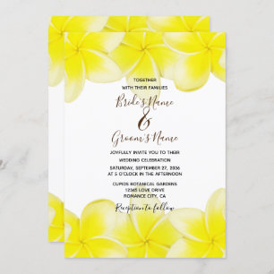 Plumeria jaune Frangipani Invitations de mariage