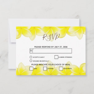 Plumeria jaune Frangipani Mariage Cartes RSVP