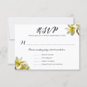 Plumeria Jaune Mariage Menu Répondre Cartes