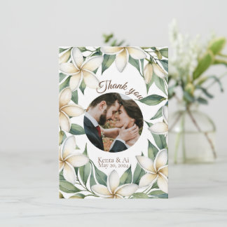Plumeria Mariage Carte de remerciements plat