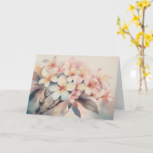 Plumeria rose à l'aube carte de voeux (Fleur jaune)