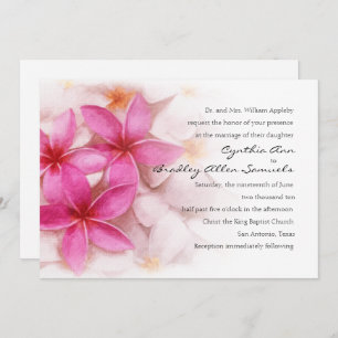 Plumeria rose faire-part de mariage