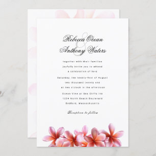 Plumeria rose Faire-part de mariage hawaïen