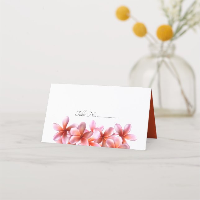 Plumeria rose Fleurs Mariage Escort Cartes de Plac (Devant)
