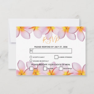 Plumeria rose Frangipani Cartes RSVP de mariage