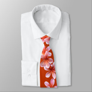 Plumeria rose Orange Tropical Mens Cravate