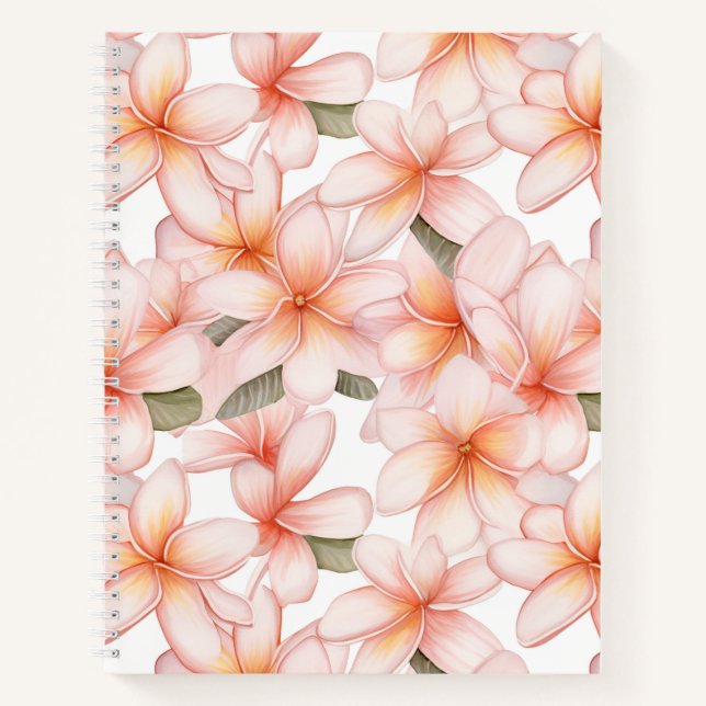 Plumeria rose pâle Carnet spirale (Devant)