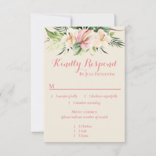 Plumeria tropicale & Flamant rose Lily RSVP avec m